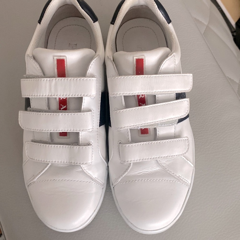 Prada white and navy blue sneaker